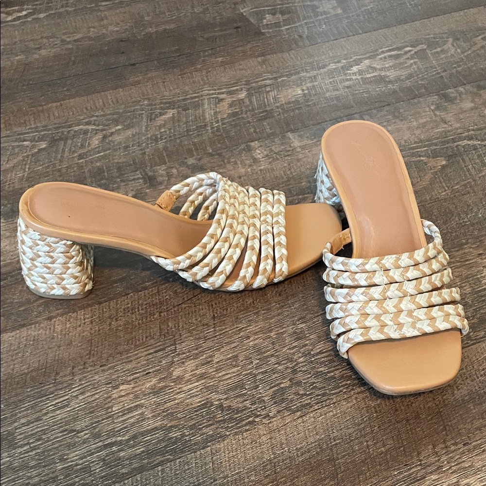 Universal Thread Tan and Cream Heeled Sandals